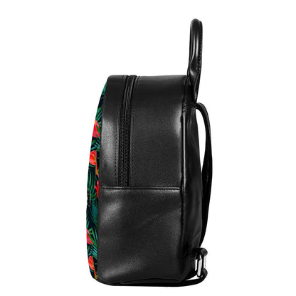 Hawaiian Tropical Flowers Pattern Print Leather Backpack