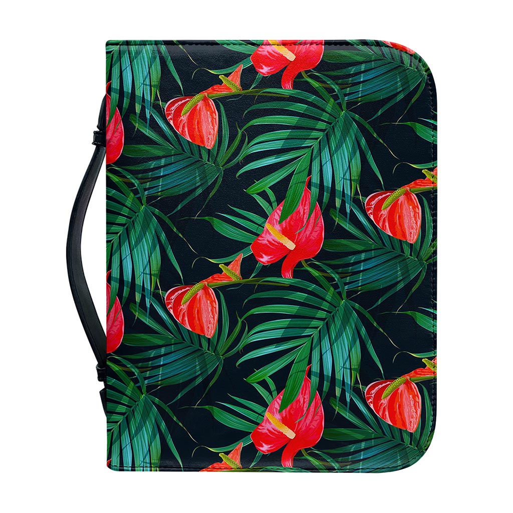 Hawaiian Tropical Flowers Pattern Print Leather Bible Cover