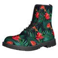 Hawaiian Tropical Flowers Pattern Print Lace-Up Boots