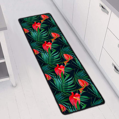 Hawaiian Tropical Flowers Pattern Print Long Kitchen Mat