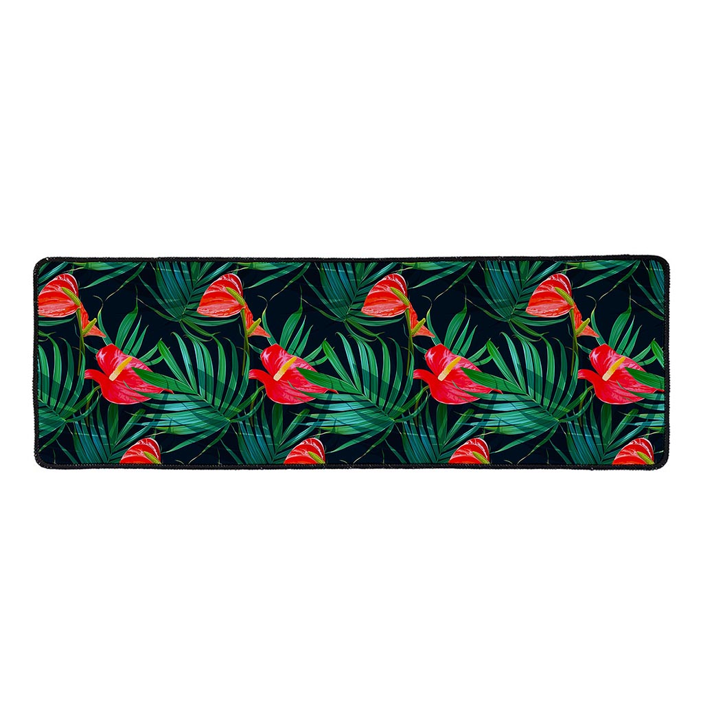 Hawaiian Tropical Flowers Pattern Print Long Kitchen Mat