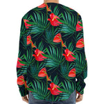 Hawaiian Tropical Flowers Pattern Print Long Sleeve Baseball Jersey