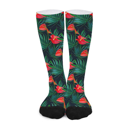 Hawaiian Tropical Flowers Pattern Print Long Socks