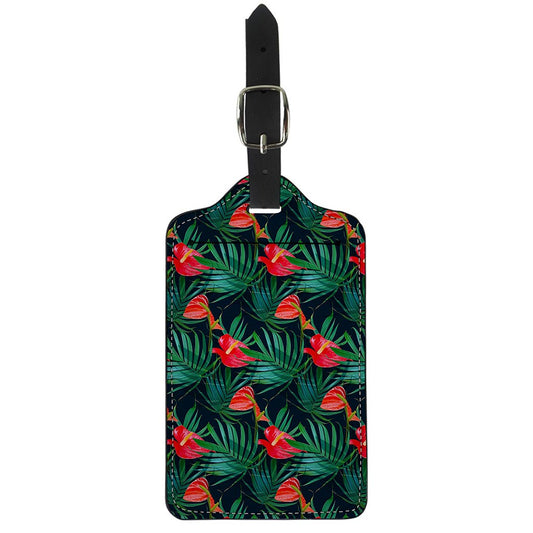 Hawaiian Tropical Flowers Pattern Print Luggage Tag