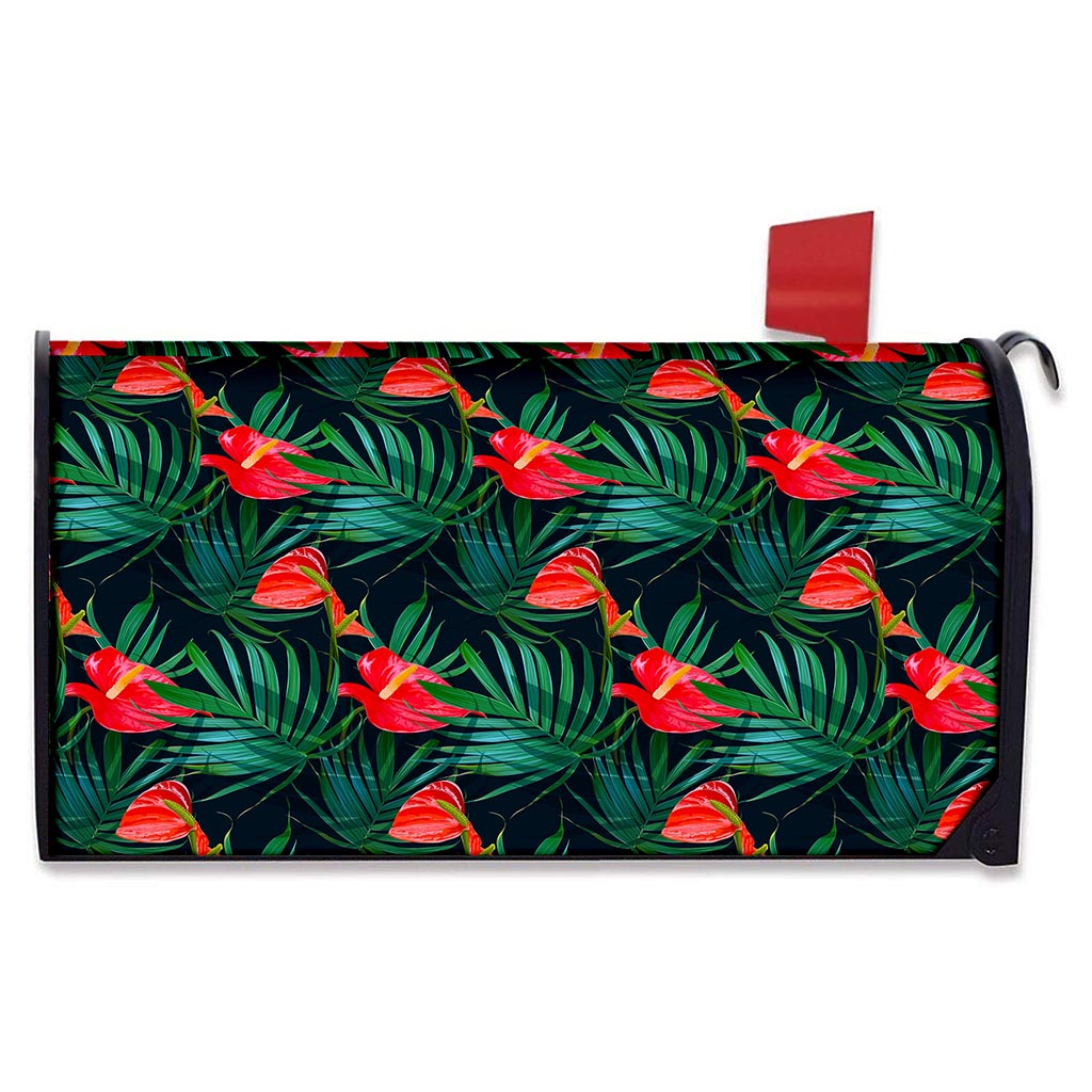 Hawaiian Tropical Flowers Pattern Print Mailbox Cover