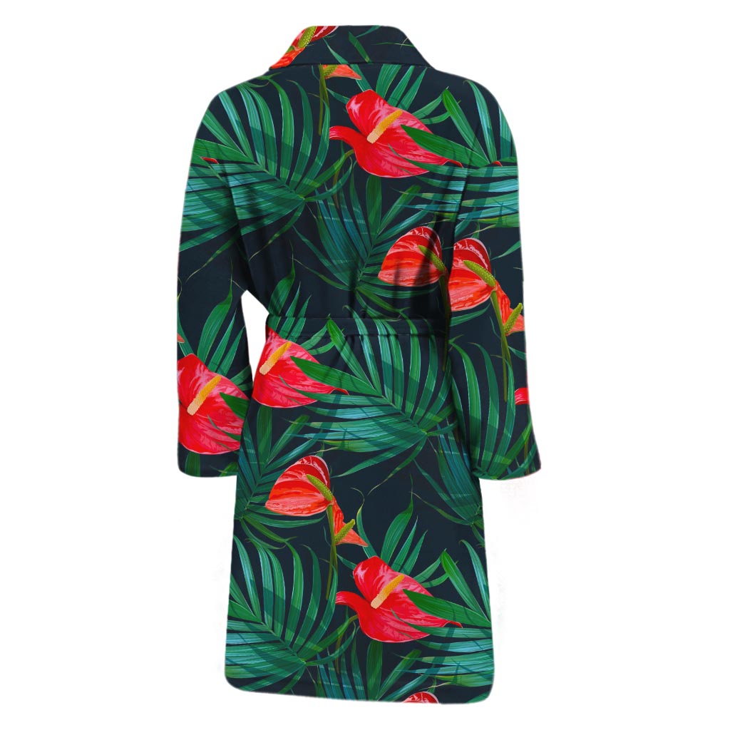 Hawaiian Tropical Flowers Pattern Print Men's Bathrobe