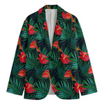 Hawaiian Tropical Flowers Pattern Print Men's Blazer