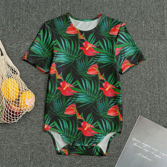 Hawaiian Tropical Flowers Pattern Print Men's Bodysuit