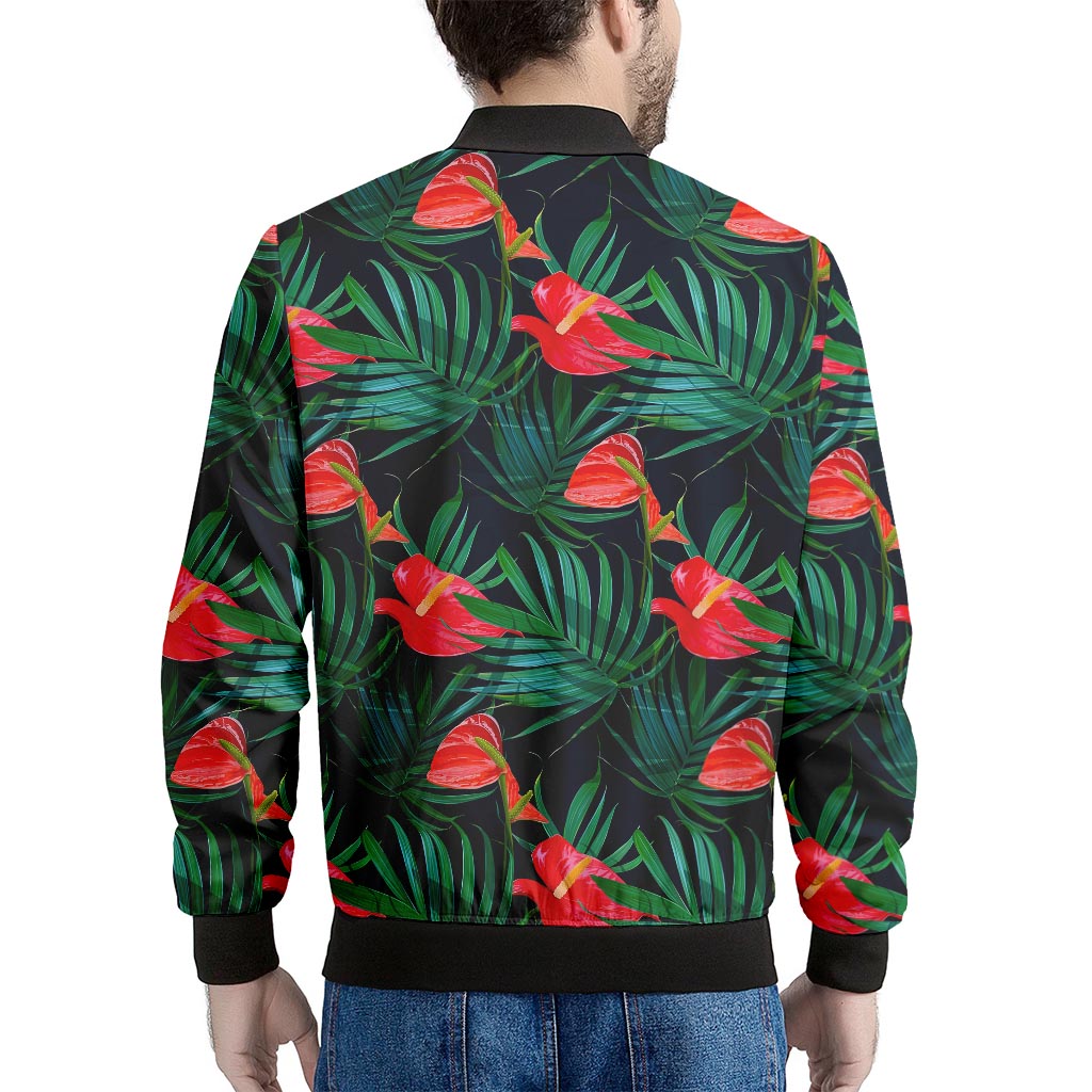 Hawaiian Tropical Flowers Pattern Print Men's Bomber Jacket