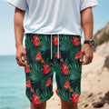 Hawaiian Tropical Flowers Pattern Print Men's Cargo Shorts