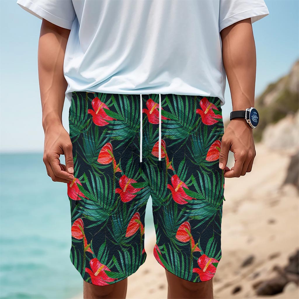 Hawaiian Tropical Flowers Pattern Print Men's Cargo Shorts
