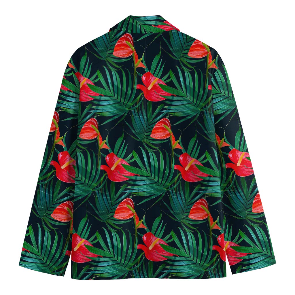 Hawaiian Tropical Flowers Pattern Print Men's Cotton Blazer