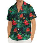 Hawaiian Tropical Flowers Pattern Print Men's Deep V-Neck Shirt