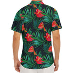 Hawaiian Tropical Flowers Pattern Print Men's Deep V-Neck Shirt