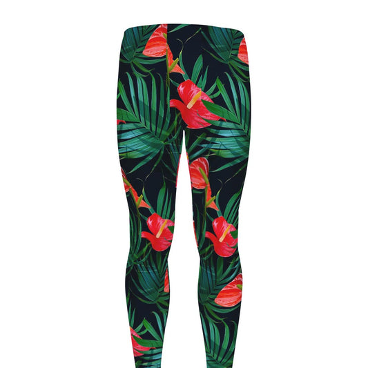 Hawaiian Tropical Flowers Pattern Print Men's leggings