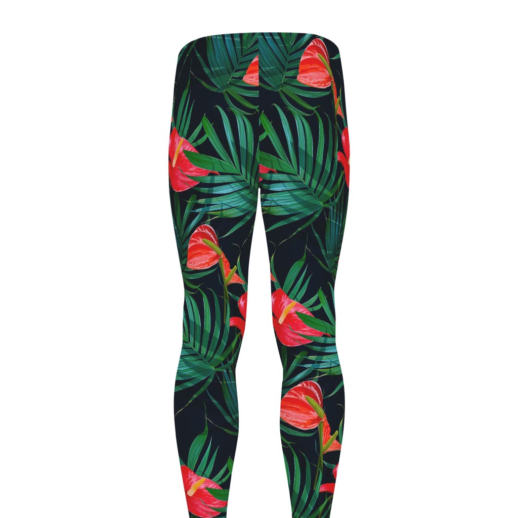 Hawaiian Tropical Flowers Pattern Print Men's leggings