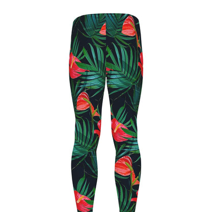 Hawaiian Tropical Flowers Pattern Print Men's leggings