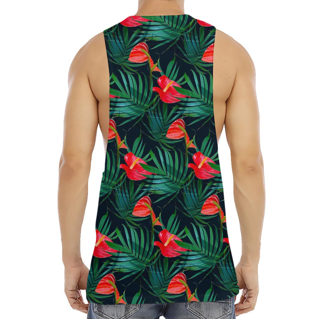 Hawaiian Tropical Flowers Pattern Print Men's Muscle Tank Top
