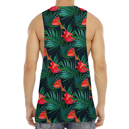 Hawaiian Tropical Flowers Pattern Print Men's Muscle Tank Top