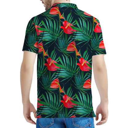 Hawaiian Tropical Flowers Pattern Print Men's Polo Shirt
