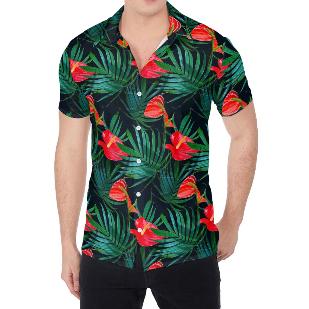 Hawaiian Tropical Flowers Pattern Print Men's Shirt
