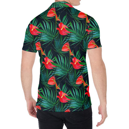 Hawaiian Tropical Flowers Pattern Print Men's Shirt