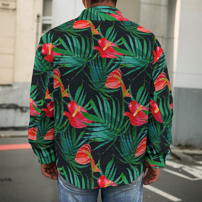 Hawaiian Tropical Flowers Pattern Print Men's Shirt Jacket