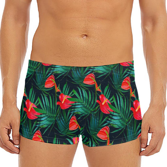 Hawaiian Tropical Flowers Pattern Print Men's Short Boxer Briefs