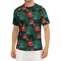 Hawaiian Tropical Flowers Pattern Print Men's Short Sleeve Rash Guard