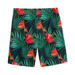 Hawaiian Tropical Flowers Pattern Print Men's Sports Shorts