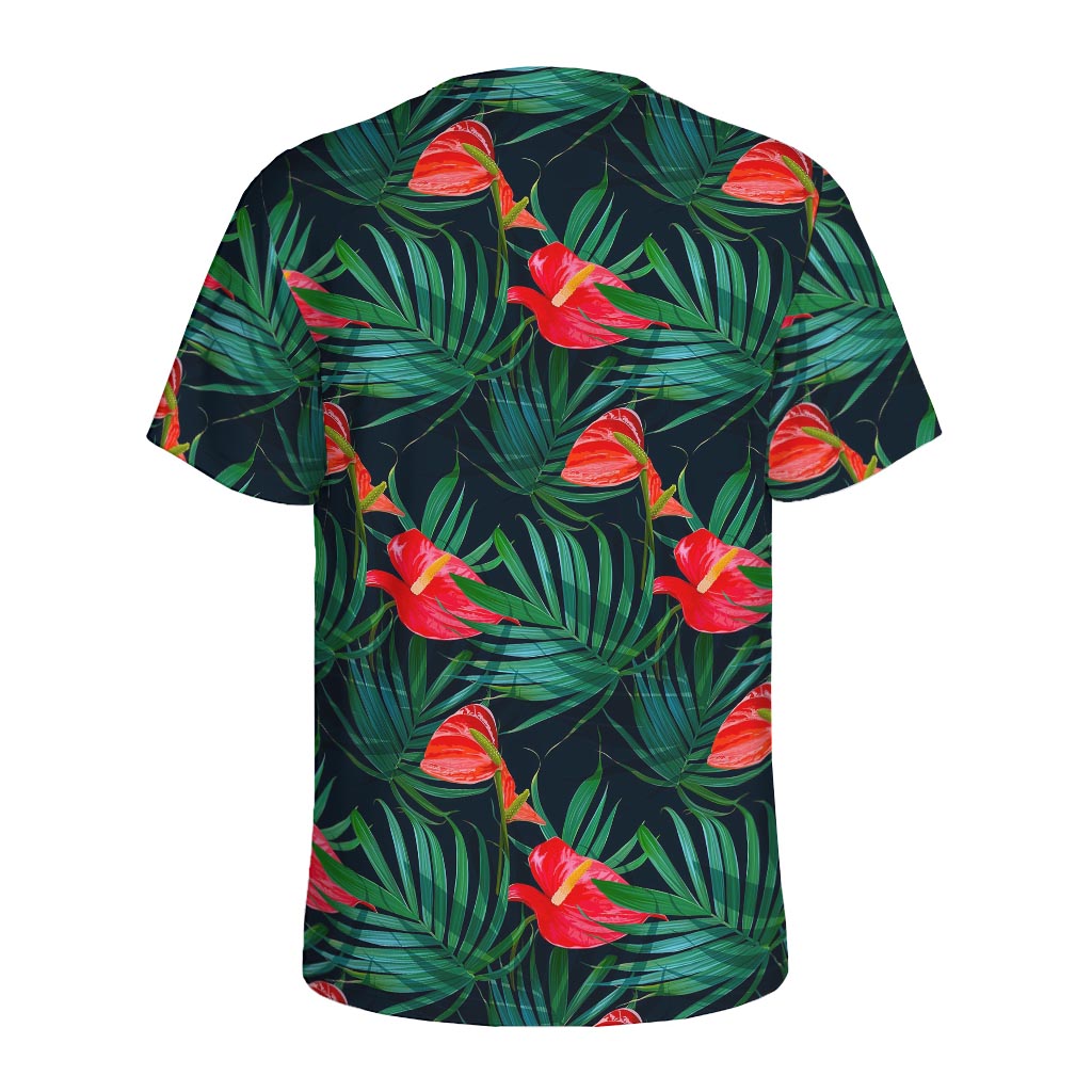 Hawaiian Tropical Flowers Pattern Print Men's Sports T-Shirt