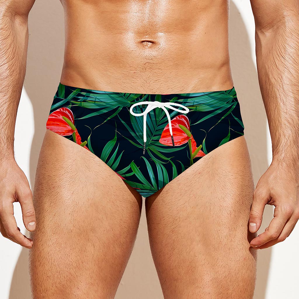 Hawaiian Tropical Flowers Pattern Print Men's Swim Briefs
