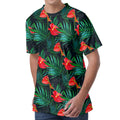 Hawaiian Tropical Flowers Pattern Print Men's Velvet T-Shirt