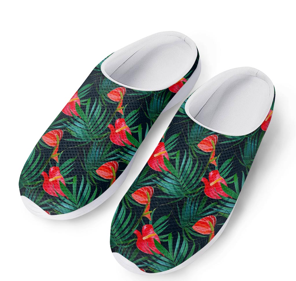 Hawaiian Tropical Flowers Pattern Print Mesh Casual Shoes