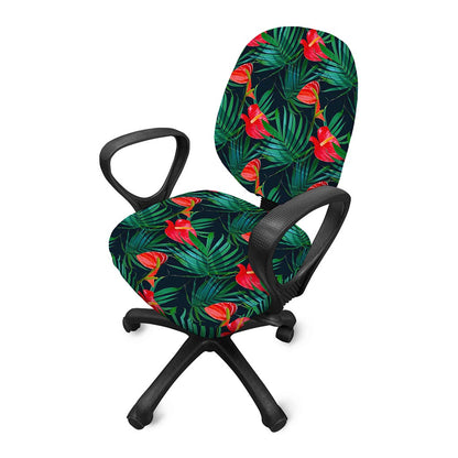 Hawaiian Tropical Flowers Pattern Print Office Chair Cover