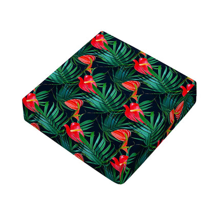 Hawaiian Tropical Flowers Pattern Print Outdoor Seat Cushion Cover