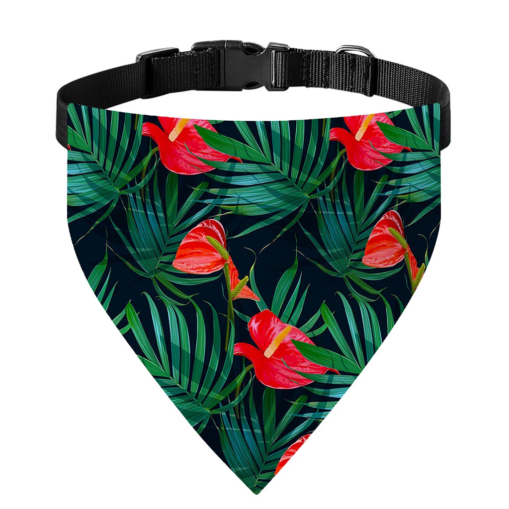 Hawaiian Tropical Flowers Pattern Print Over The Collar Dog Bandana
