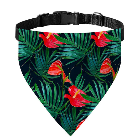 Hawaiian Tropical Flowers Pattern Print Over The Collar Dog Bandana