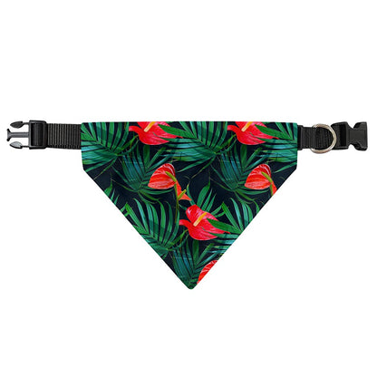 Hawaiian Tropical Flowers Pattern Print Over The Collar Dog Bandana