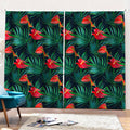 Hawaiian Tropical Flowers Pattern Print Pencil Pleat Curtains