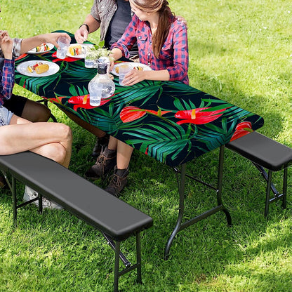 Hawaiian Tropical Flowers Pattern Print Picnic Table Cover