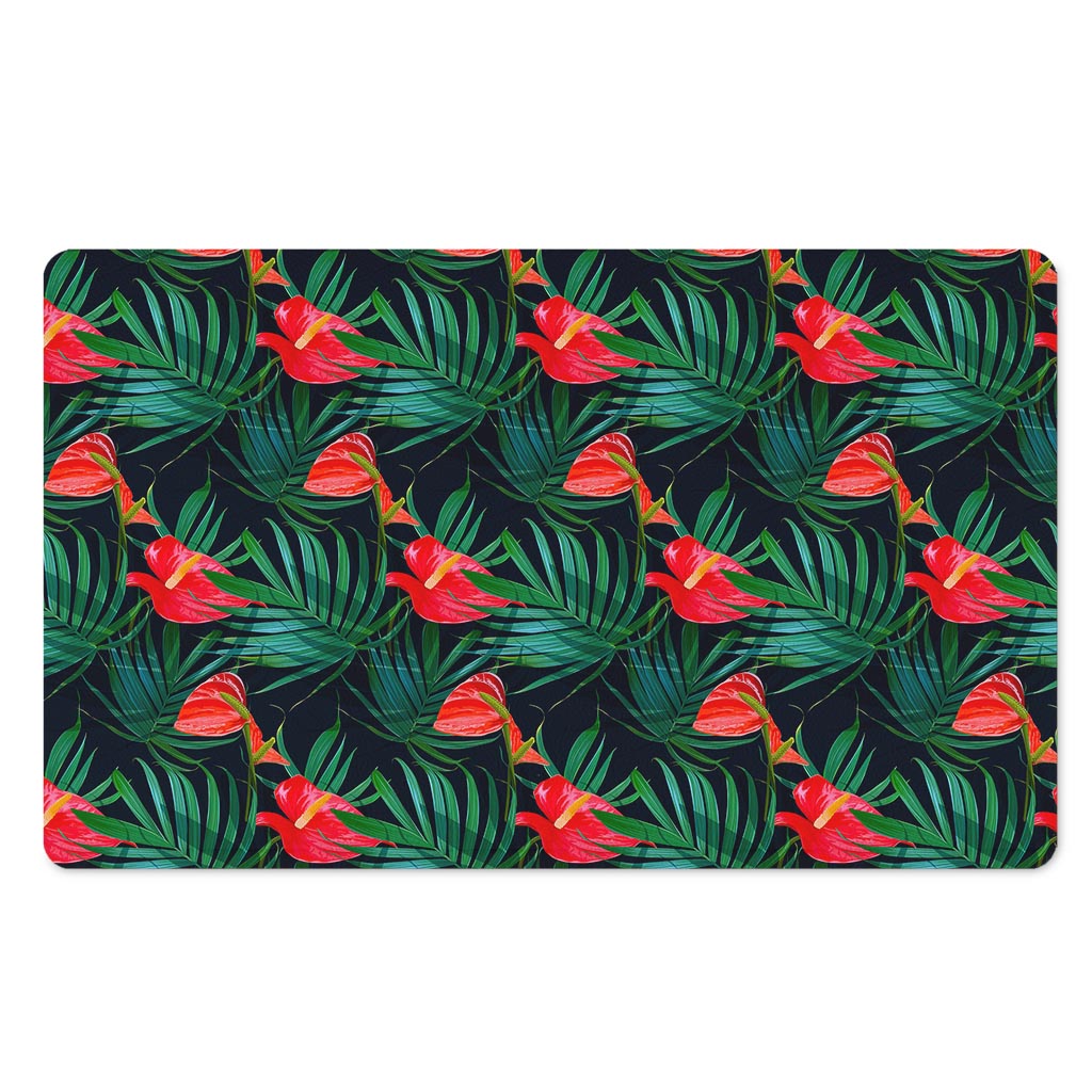 Hawaiian Tropical Flowers Pattern Print Polyester Doormat