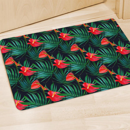 Hawaiian Tropical Flowers Pattern Print Polyester Doormat