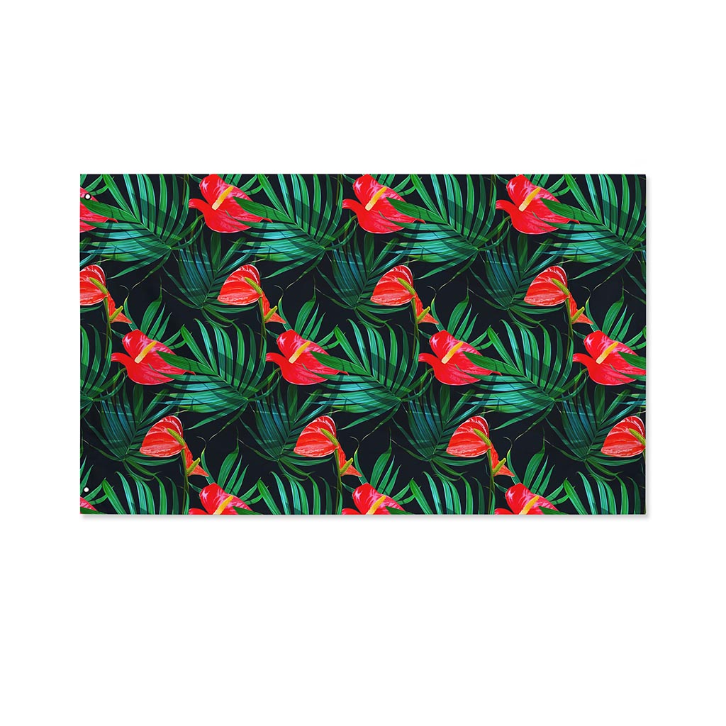 Hawaiian Tropical Flowers Pattern Print Polyester Flag
