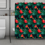 Hawaiian Tropical Flowers Pattern Print Polyester Shower Curtain