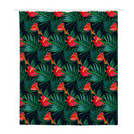 Hawaiian Tropical Flowers Pattern Print Polyester Shower Curtain