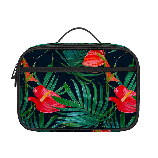 Hawaiian Tropical Flowers Pattern Print Portable Lunch Bag