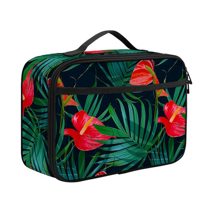 Hawaiian Tropical Flowers Pattern Print Portable Lunch Bag