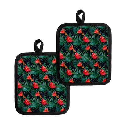 Hawaiian Tropical Flowers Pattern Print Pot Holders