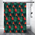 Hawaiian Tropical Flowers Pattern Print Premium Shower Curtain